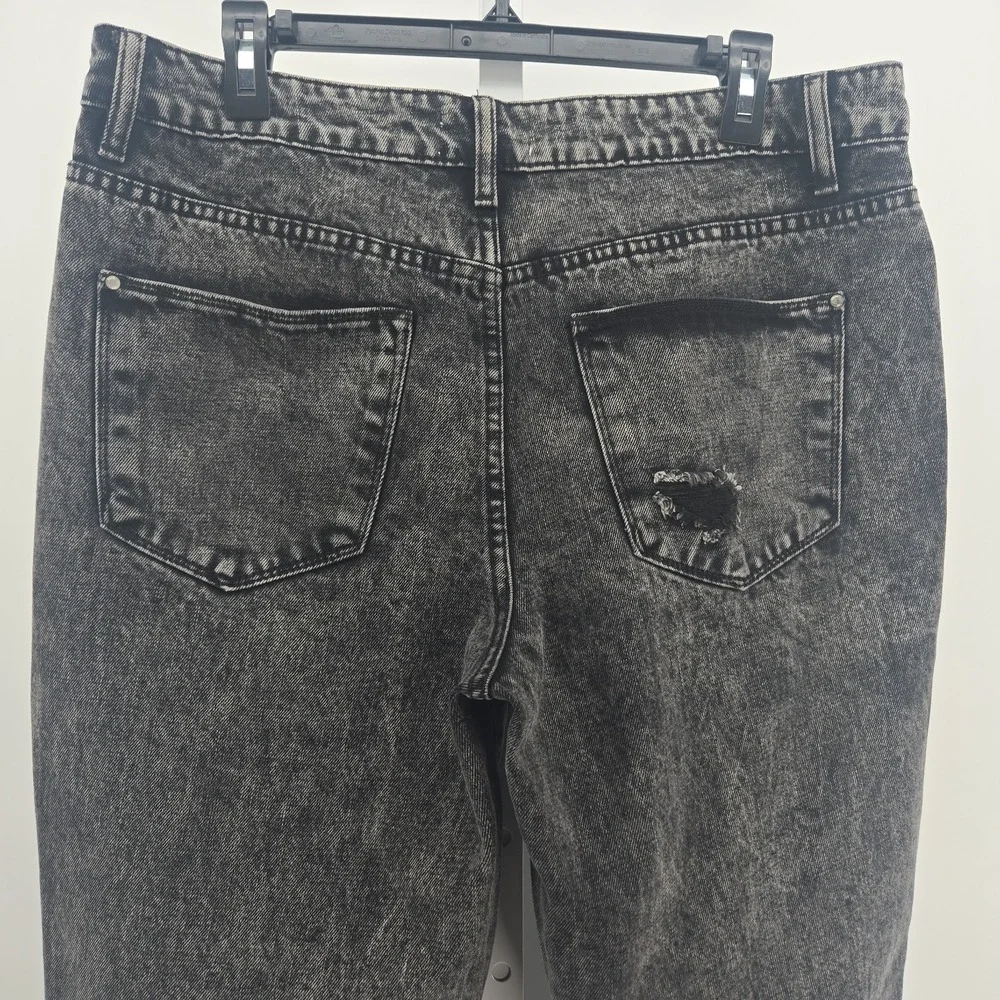 Petra 153 Women's 13/ 30 Acid Washed Black Distressed Destroyed Denim Jeans